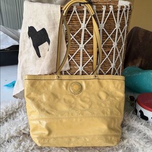 Coach Mustard Yellow Leather Tote